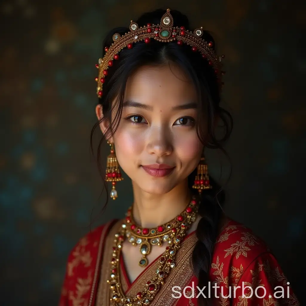 indonesian 20 years old female face with traditional clothing 9:16 ratio