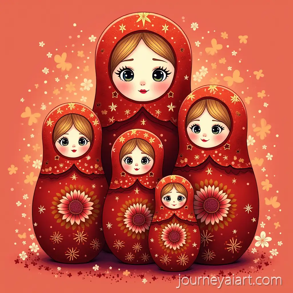Red-Toned-MatryoshAI-Art-Prompt-Expansionka-in-Modern-Style-for-Embroidery
