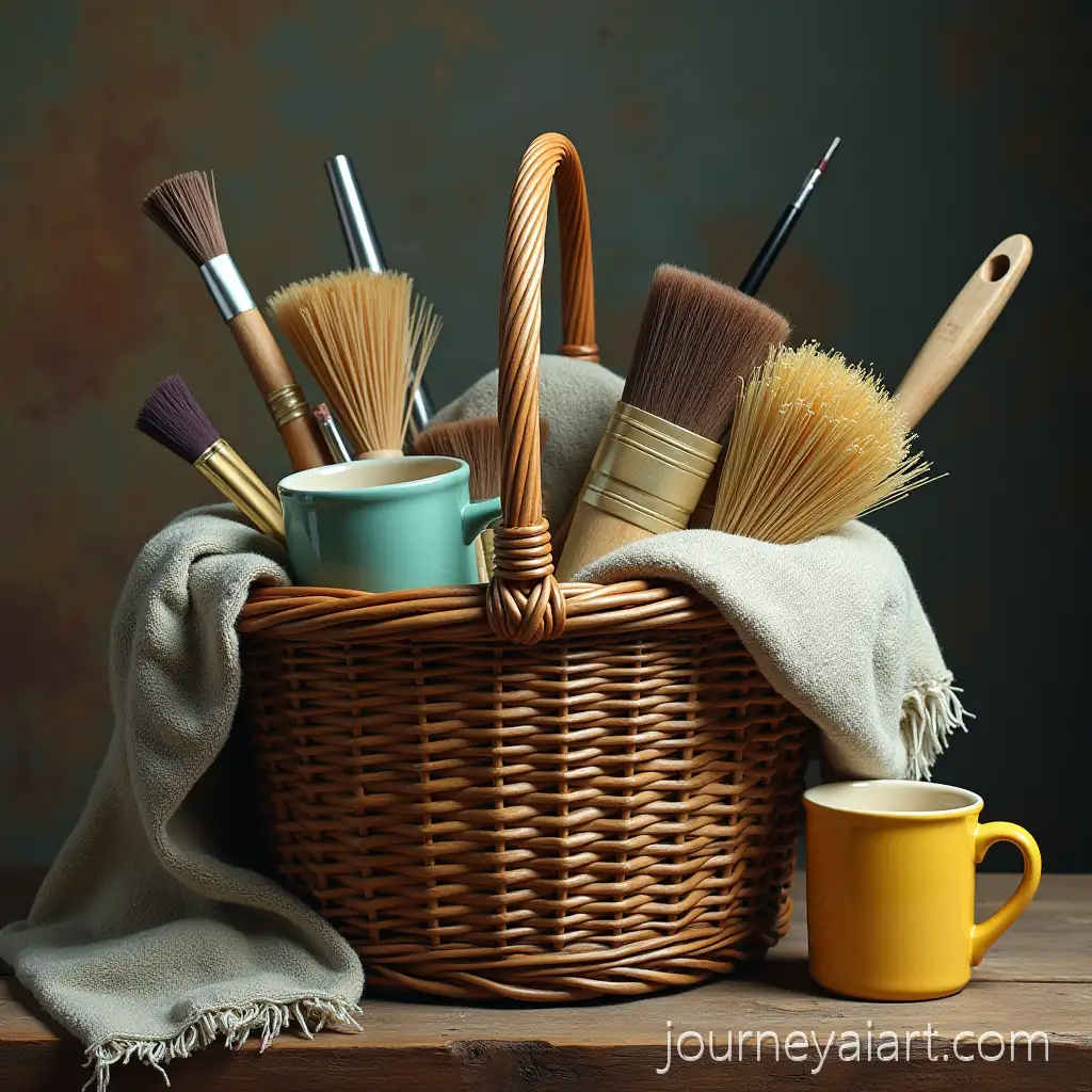 AI-Image-Prompt-ExpansionPhotorealistic-Basket-with-Brushes-Rags-Mops-and-Mugs