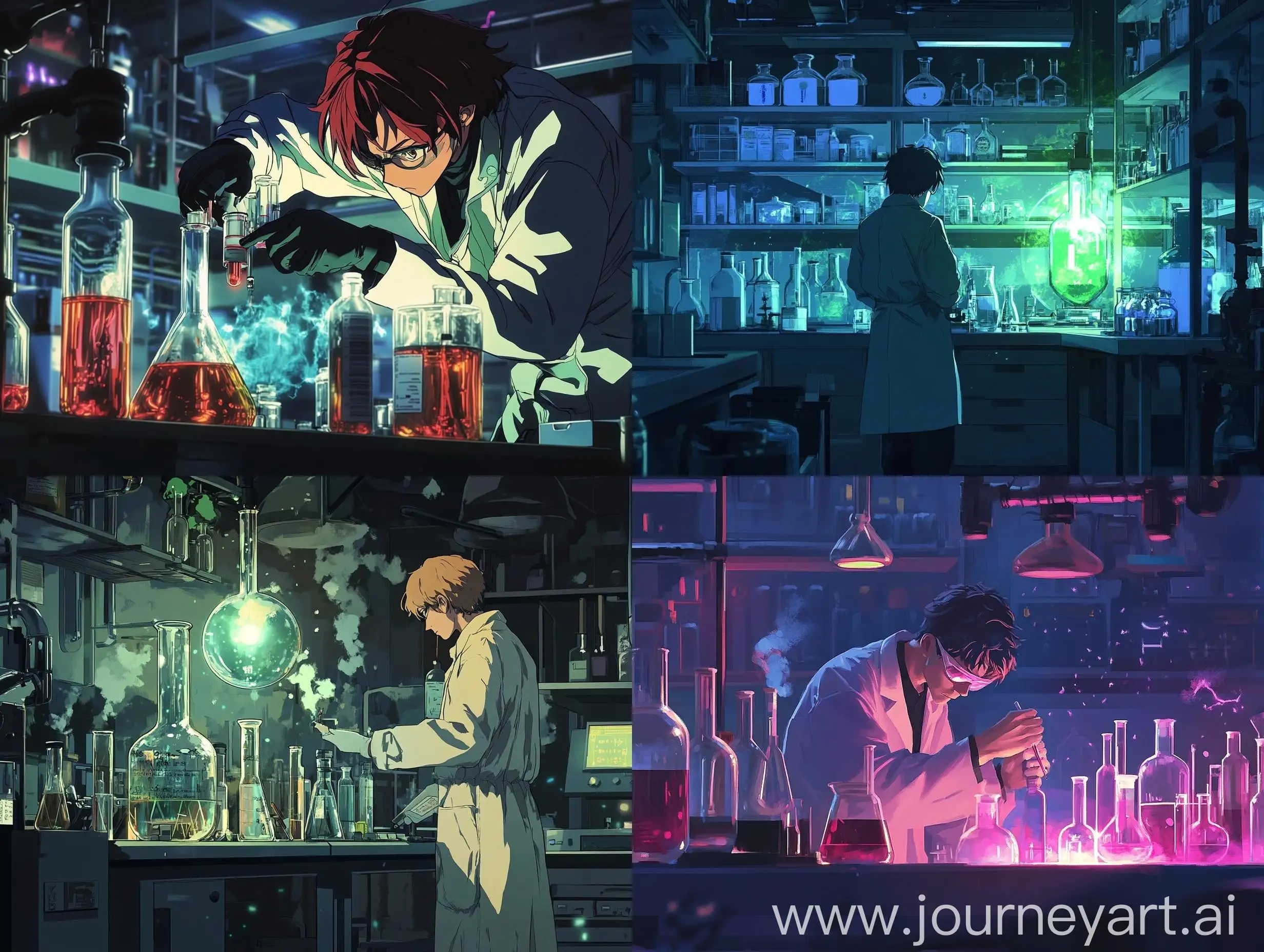 Anime-Style-Chemical-Laboratory-with-Buff-Chemist-Conducting-Experiments