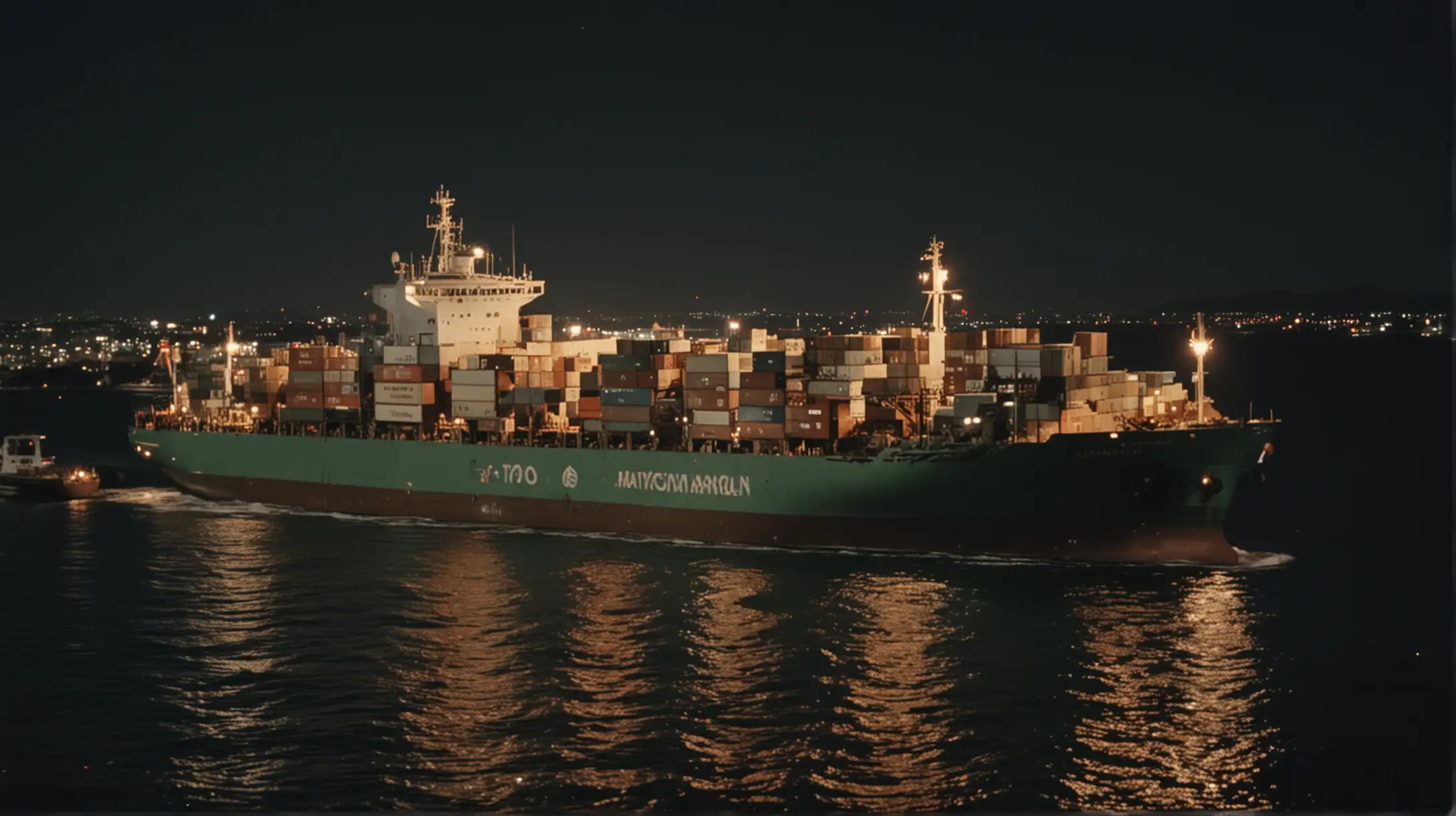 Nighttime Arrival of Drug Cargo at Harbor in 1970s Super Panavision 70