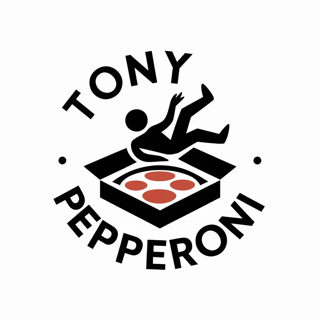 LOGO Design For Tony Pepperoni Person Figure in Pizza Box Theme