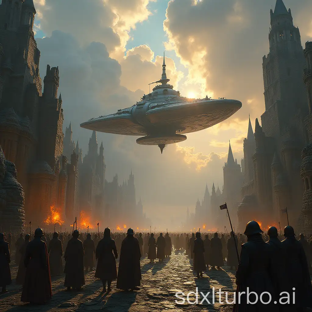 Medieval-Civilization-Meets-Future-Spaceship-in-a-Surreal-Merge