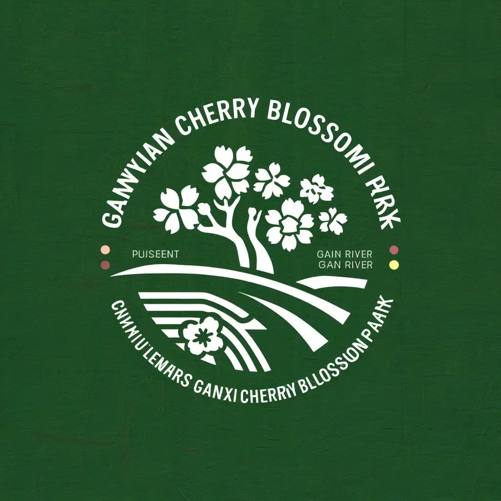 a vector logo design,with the text "Ganxian Cherry Blossom Park", main symbol:vector logo design, text: ‘Ganxi Cherry Blossom Park’, main symbols: *Design Outline** - 1.1 Introduction of the purpose and targets of Ganxi Cherry Blossom Park - 1.2 Brief description of the core elements of logo design: cherry blossoms, road, Gan River, flowers *Cherry Blossom Element Design** - 2.1 Reasons for choosing cherry blossoms as the representative tree species - 2.2 Design details of cherry blossom image - 2.3 Symbolism of cherry blossoms in LOGO *Layout and Color** - 5.1 Layout of cherry blossoms in LOGO - 5.2 Choice of color and symbolic meaning - 5.3 Harmony and unity of layout and color *Design Content and Communication** - 6.1 Explanation of the profound meaning of logo design - 6.2 Analysis of how logo conveys the concept of Ganxi Cherry Blossom Park - 6.3 Uniqueness and innovation of logo design **Conclusion** - 7.1 Summary of the main features and highlights of logo design - 7.2 Emphasis on the importance of logo in shaping the image of Ganxi Cherry Blossom Park - 7.3 Expectations for the role of logo in promoting future protection activities, medium, clear background,Moderate,clear background