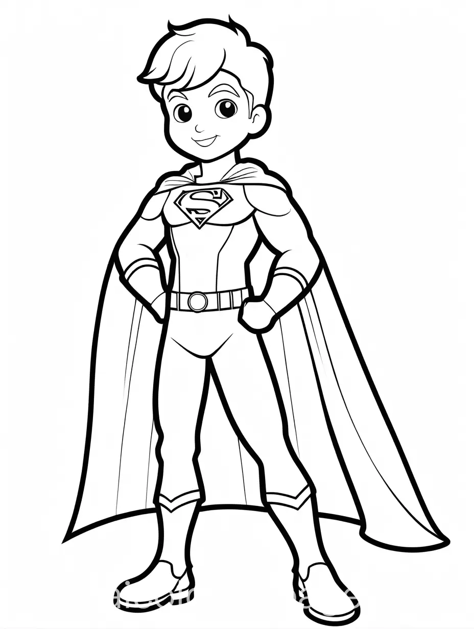 Superhero-Coloring-Page-with-Cape-in-Black-and-White