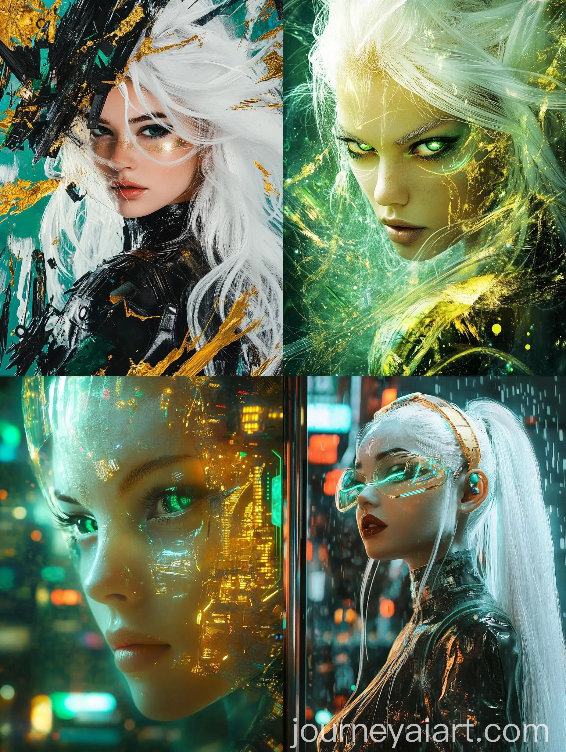 Cyberpunk-Woman-with-White-Hair-in-AvantGarde-Attire