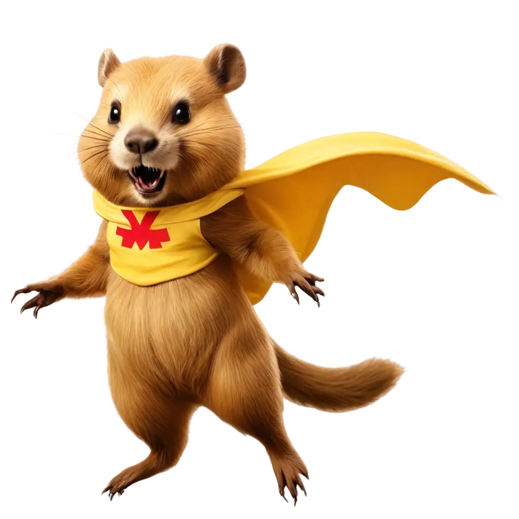 Super-Hero-Yellow-Beaver-Flying-PNG-Image-Dynamic-Illustration-for-Creative-Projects