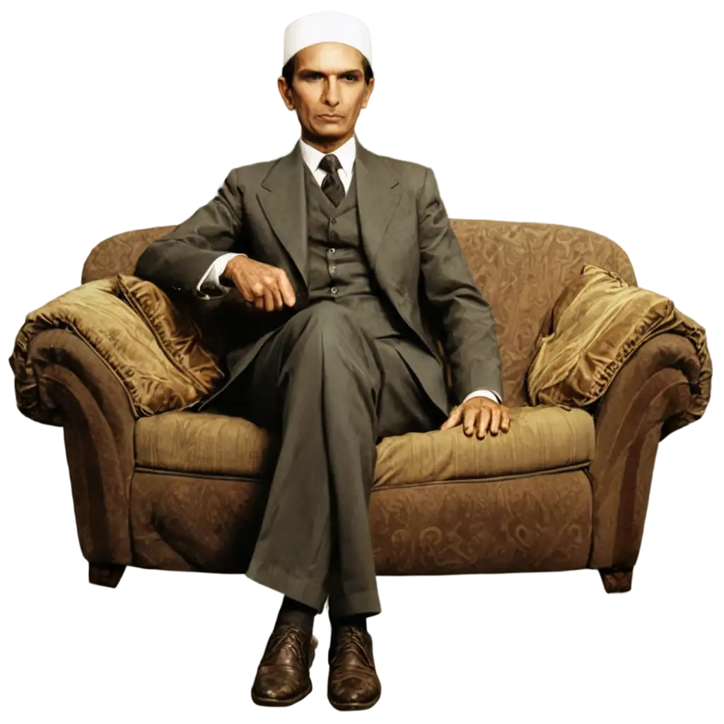 MA jinnah sitting on a sofa