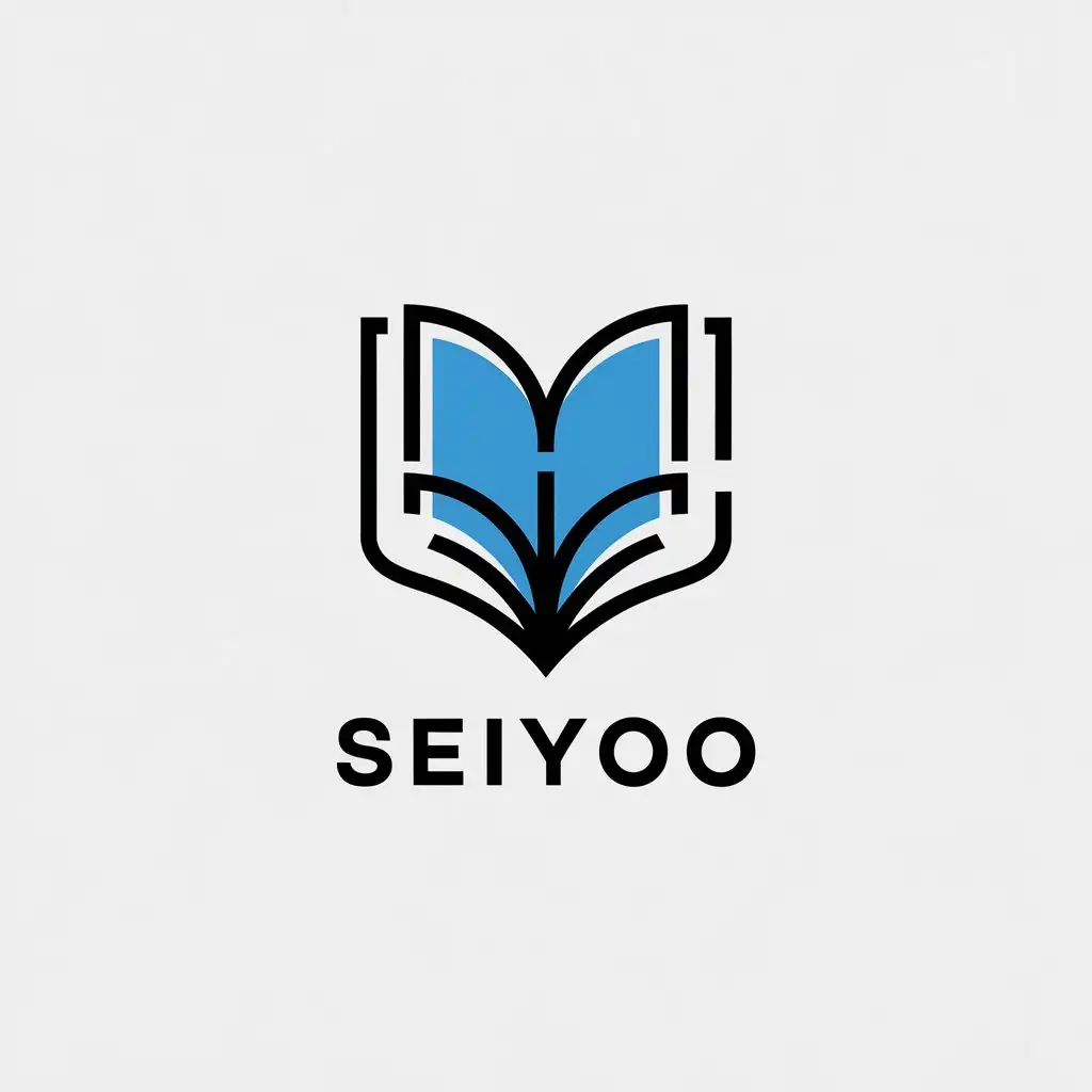 a vector logo design,with the text "seiyoo", main symbol:book,Minimalistic,be used in Technology industry,clear background