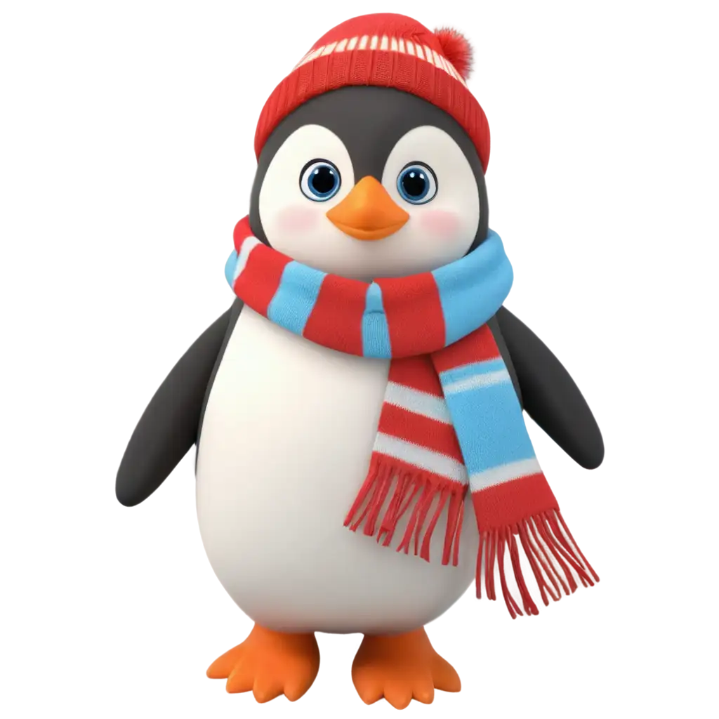 Adorable-Cute-Penguin-Wearing-a-Scarf-PNG-Image-for-Various-Creative-Uses