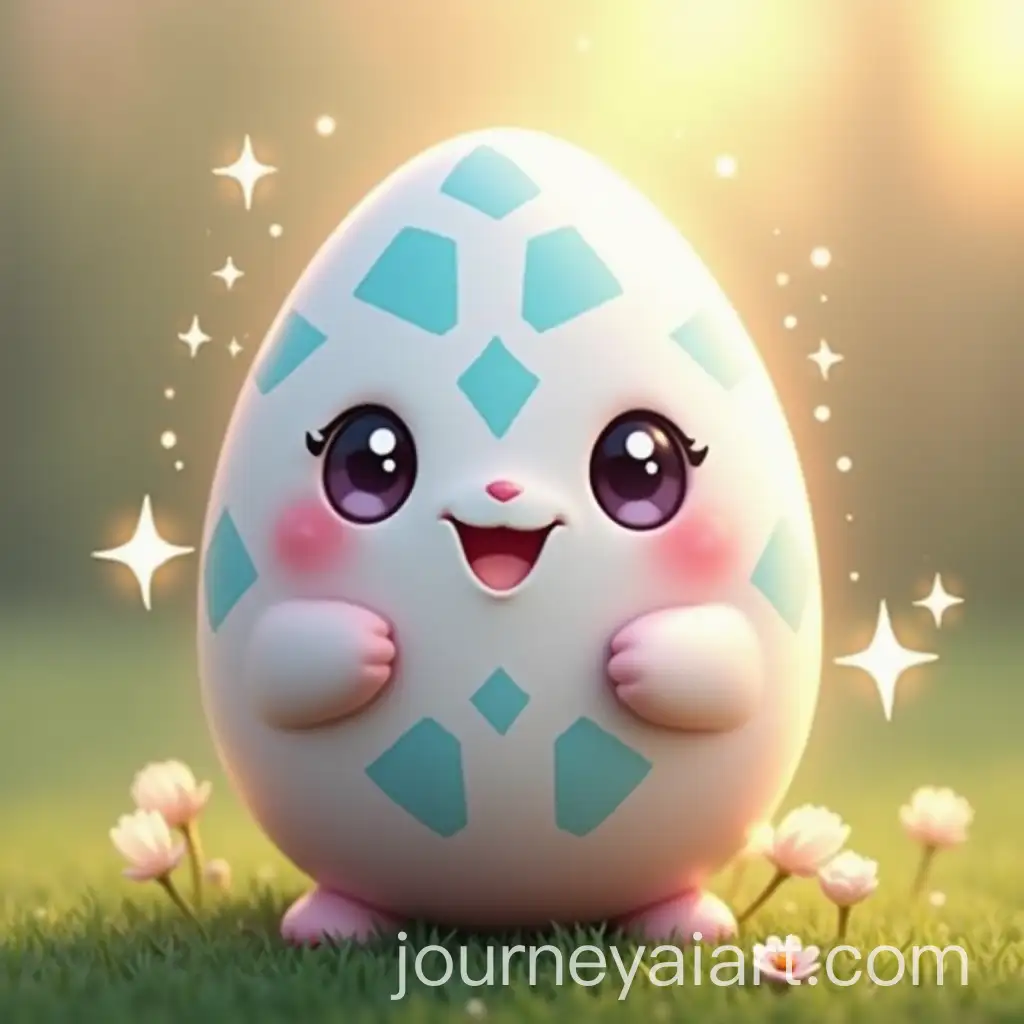 Magical-EggInspired-Creature-with-Geometric-Patterns-in-a-Spring-Field