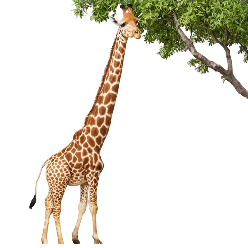 Giraffe-Reaching-for-Tree-Leaves-PNG-Image-HighQuality-Wildlife-Illustration-for-Digital-Use