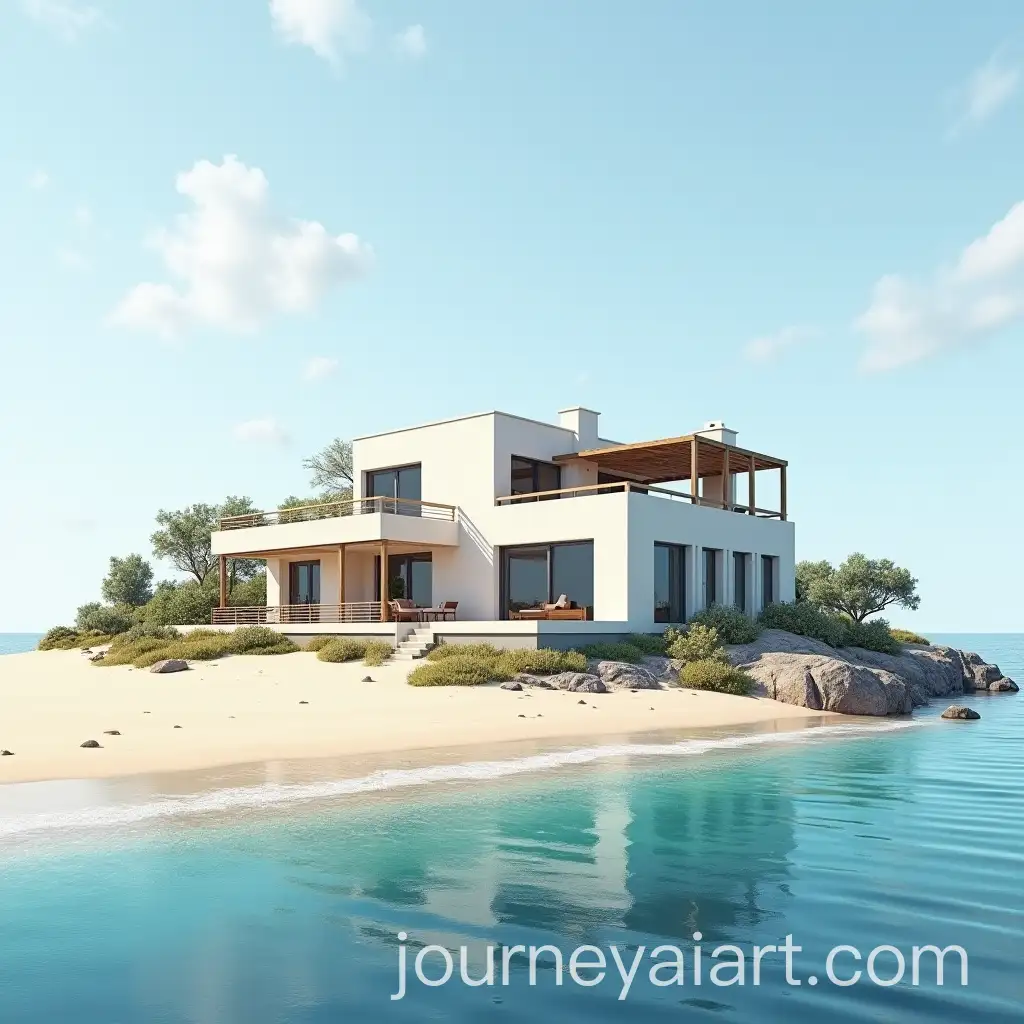 Greek-Style-LightColored-House-on-a-Private-Island-with-Sandy-Beach