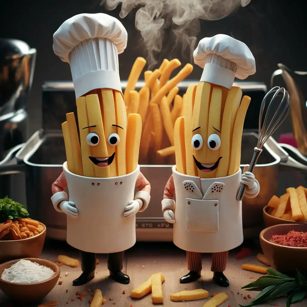 French Fry Snack Characters with Playful Expressions