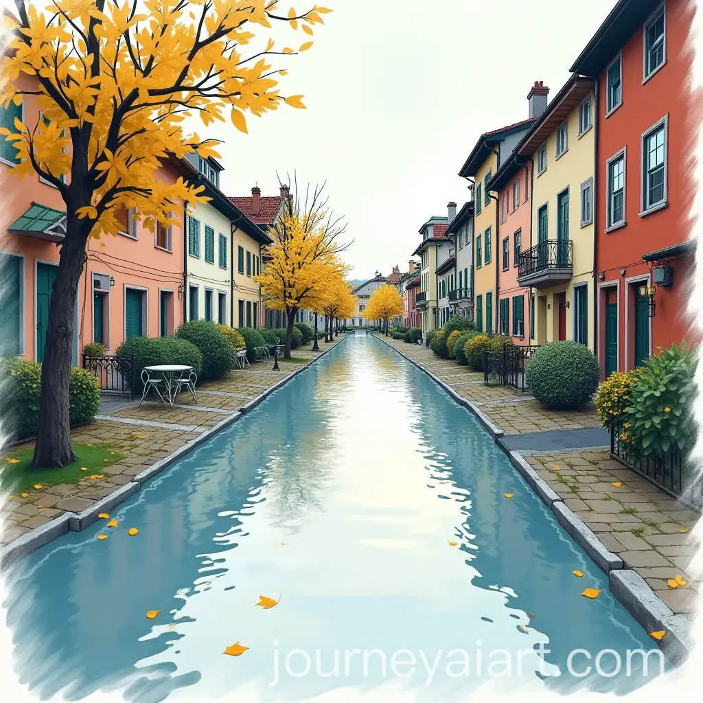 Flooded-Street-Sketch-Drawing-in-Color