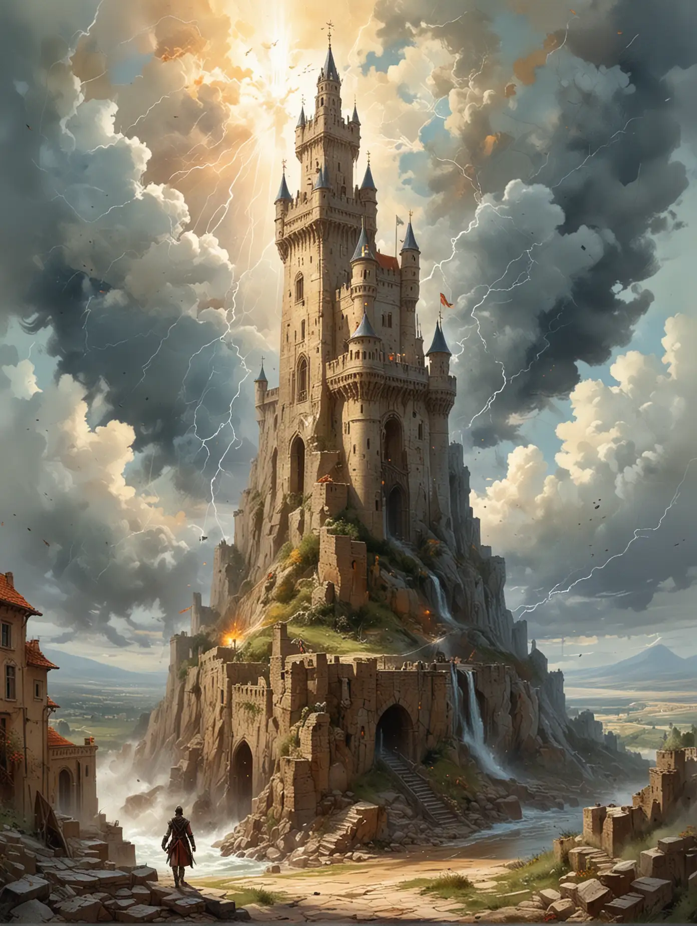 Futuristic-Tarot-Map-with-Apocalyptic-Storm-and-Tower-Explosion