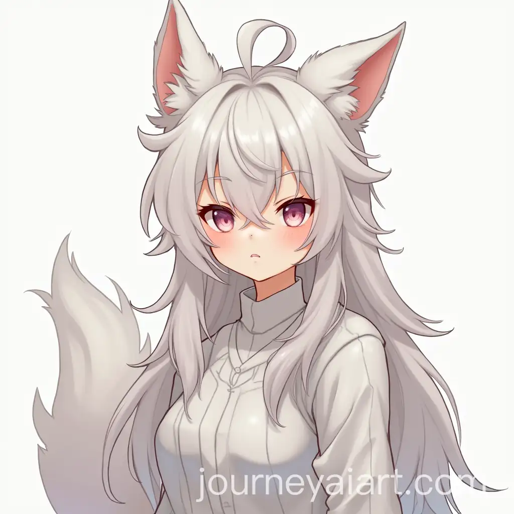Feminine-Looking-Boy-with-Long-White-Hair-and-Fluffy-Dog-Ears-and-Tail