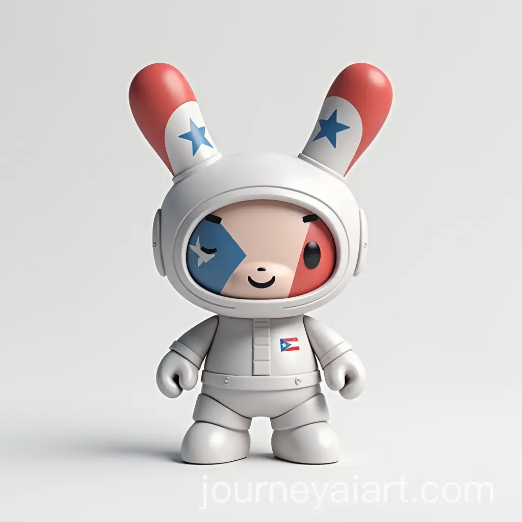 Minimalistic-Puerto-Rican-Flagthemed-Munny-Astronaut-in-Sleek-White-Space-Suit
