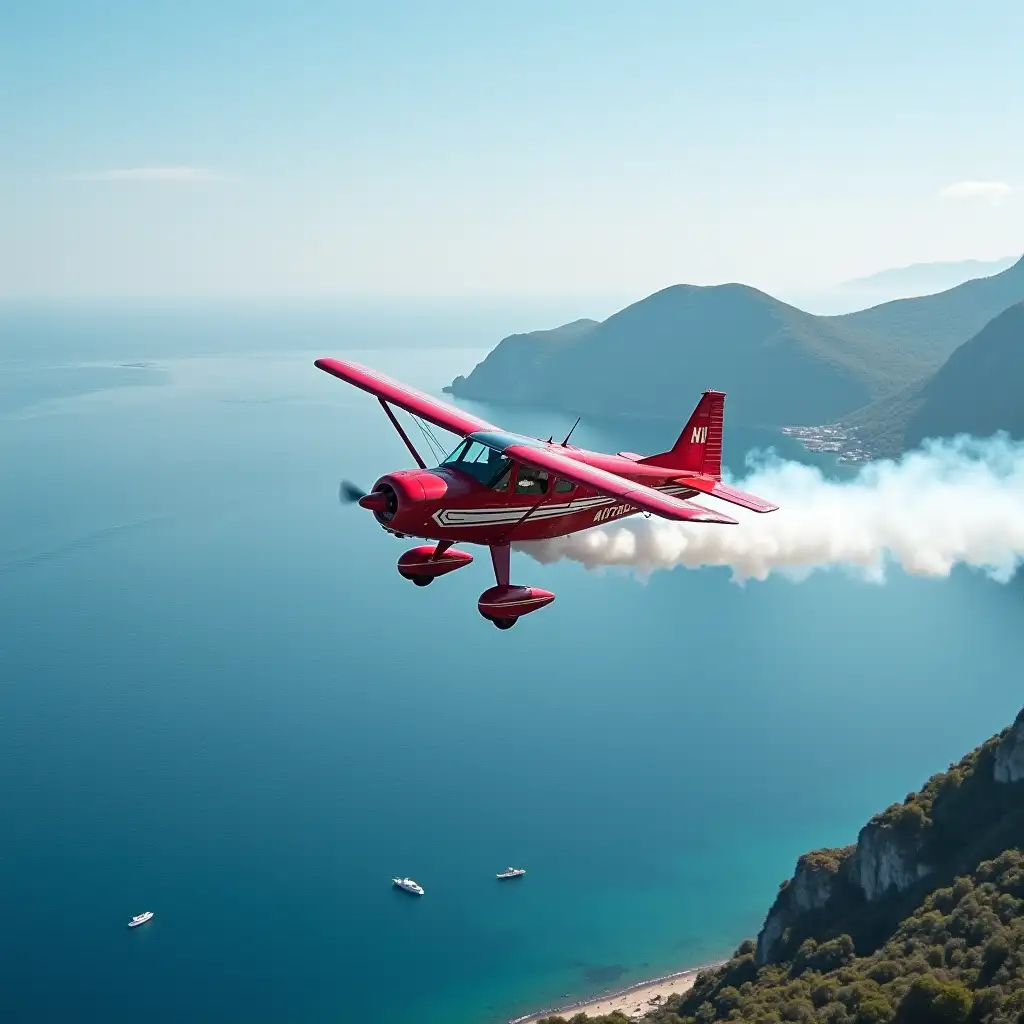 Acrobatic-Plane-Show-Over-Italian-Island-with-Sea-View