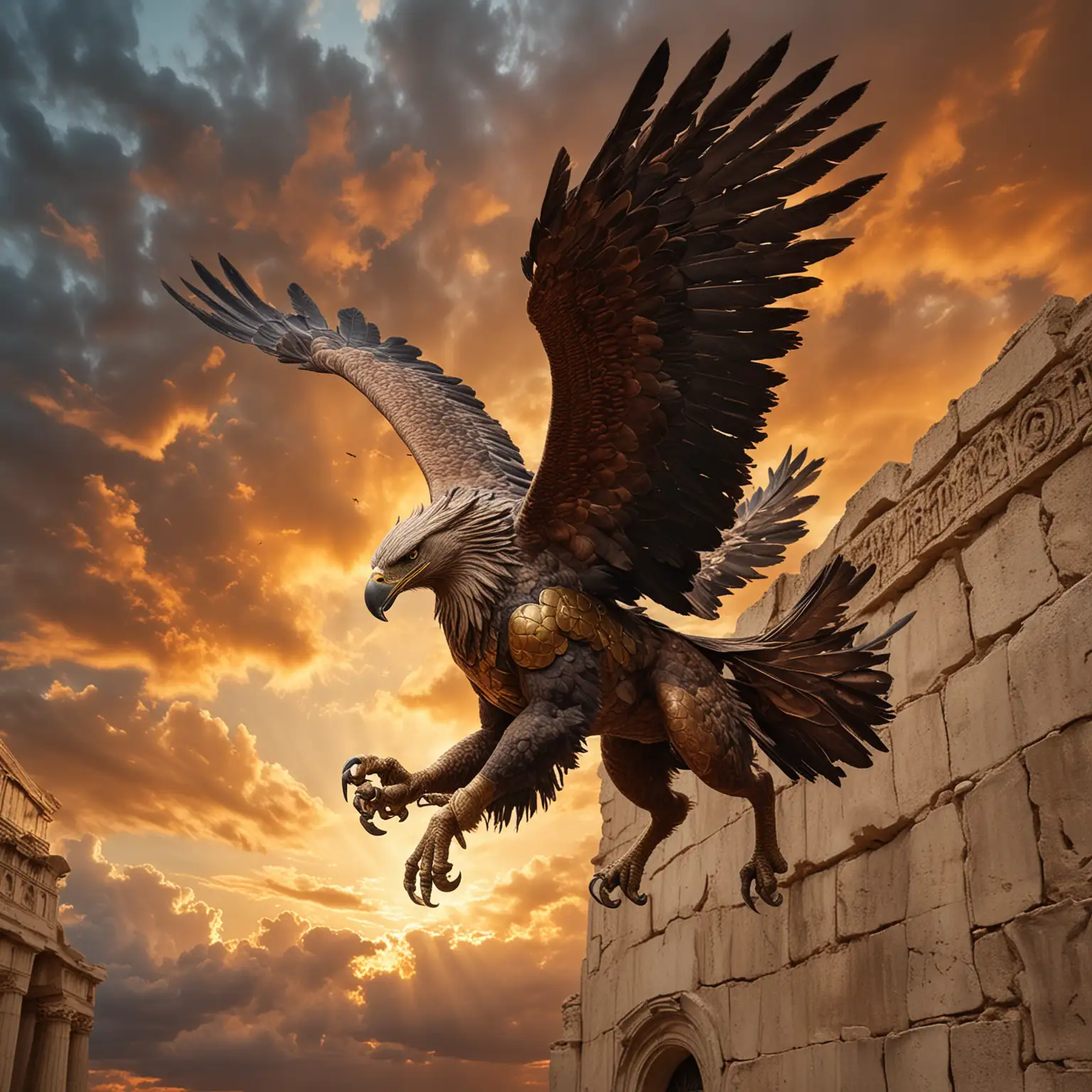 Mythical-Greek-Warrior-Riding-Eagle-in-Sunset-Sky