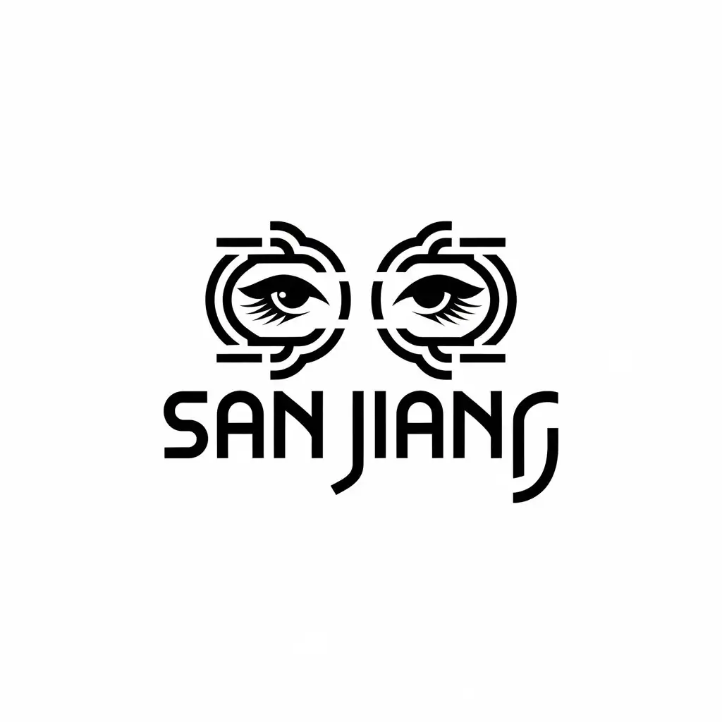 LOGO-Design-For-San-Jiang-Intricate-Eyes-Symbol-for-Entertainment-Industry