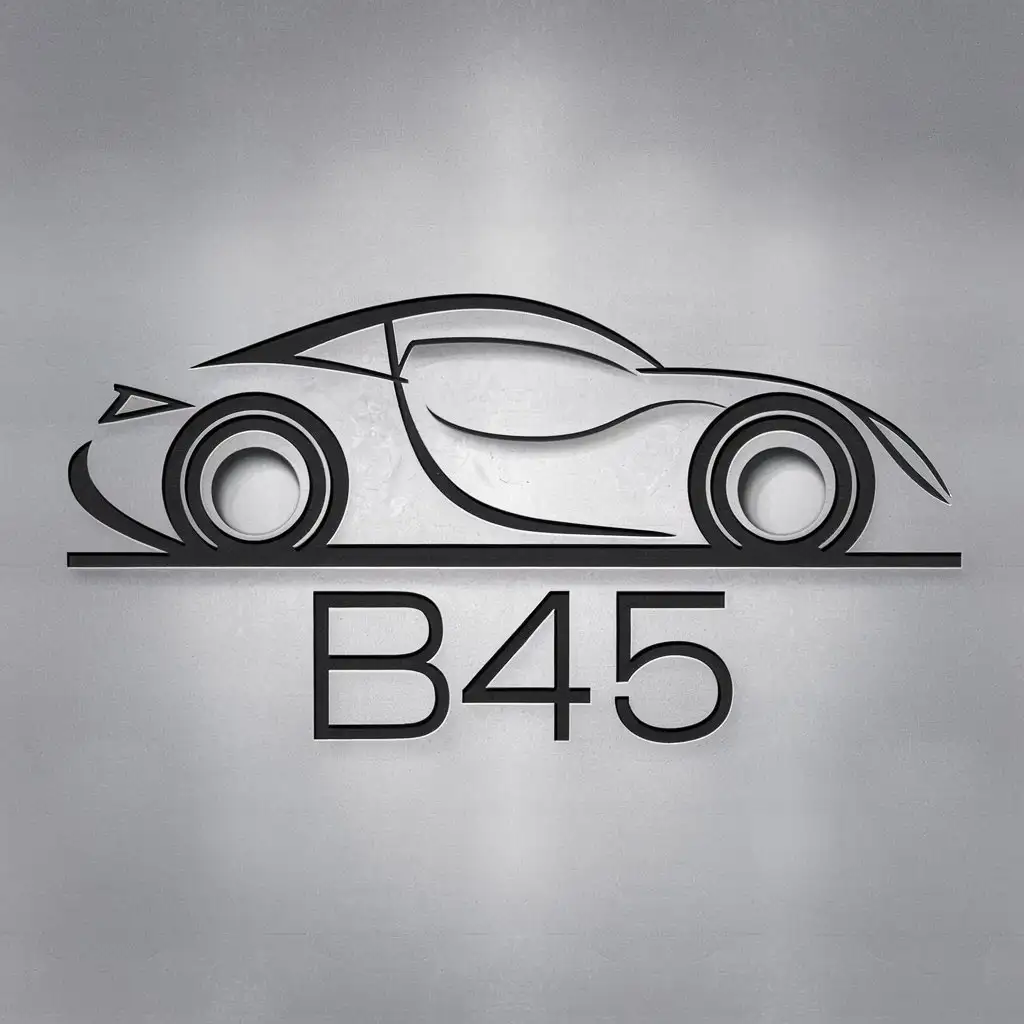 a vector logo design,with the text "B45", main symbol:car,Minimalistic,be used in Automotive industry,clear background