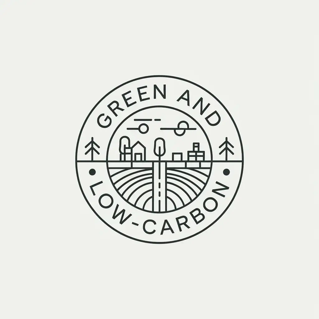 a vector logo design,with the text "green and low-carbon", main symbol:rural countryside,Minimalistic,be used in Nonprofit industry,clear background