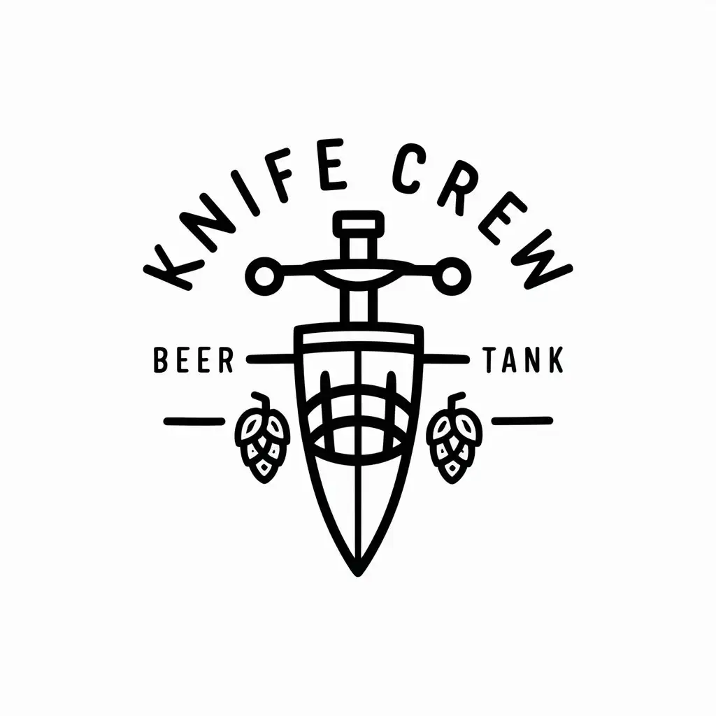 LOGO-Design-for-Knife-Crew-Dagger-Beer-Tank-Hops-in-Minimalistic-Style