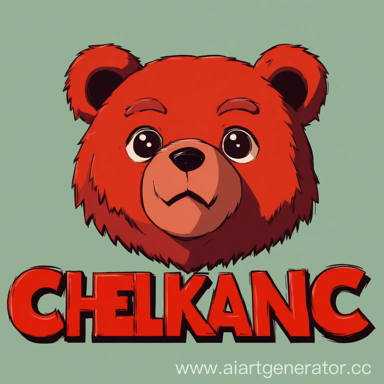 Red-Bear-Head-with-Chelkanc-Text-Illustration