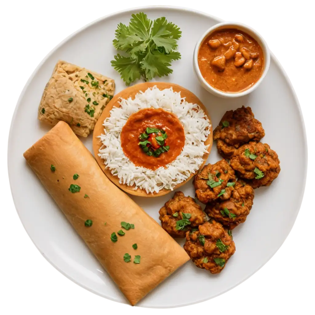 Delicious-Indian-Food-on-a-White-Plate-HighQuality-PNG-Image-for-Culinary-Design