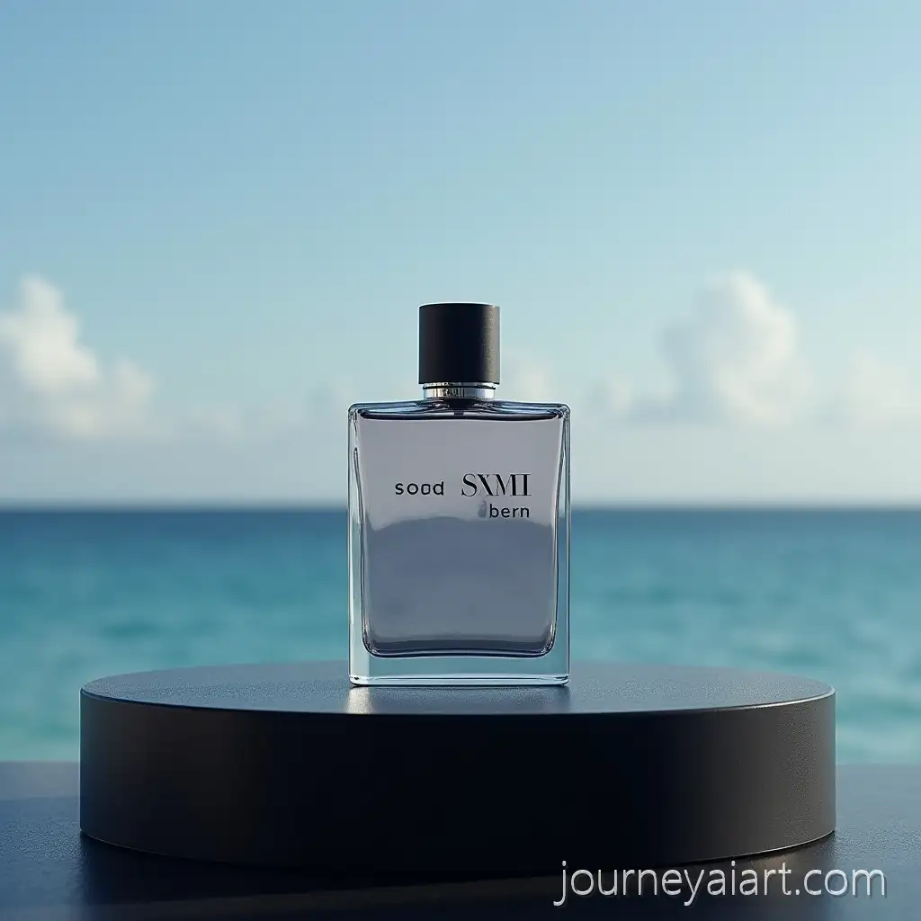 Mens-PerfMens-perfume-advertisementume-Advertisement-on-Dark-Matte-Podium-by-the-Sea