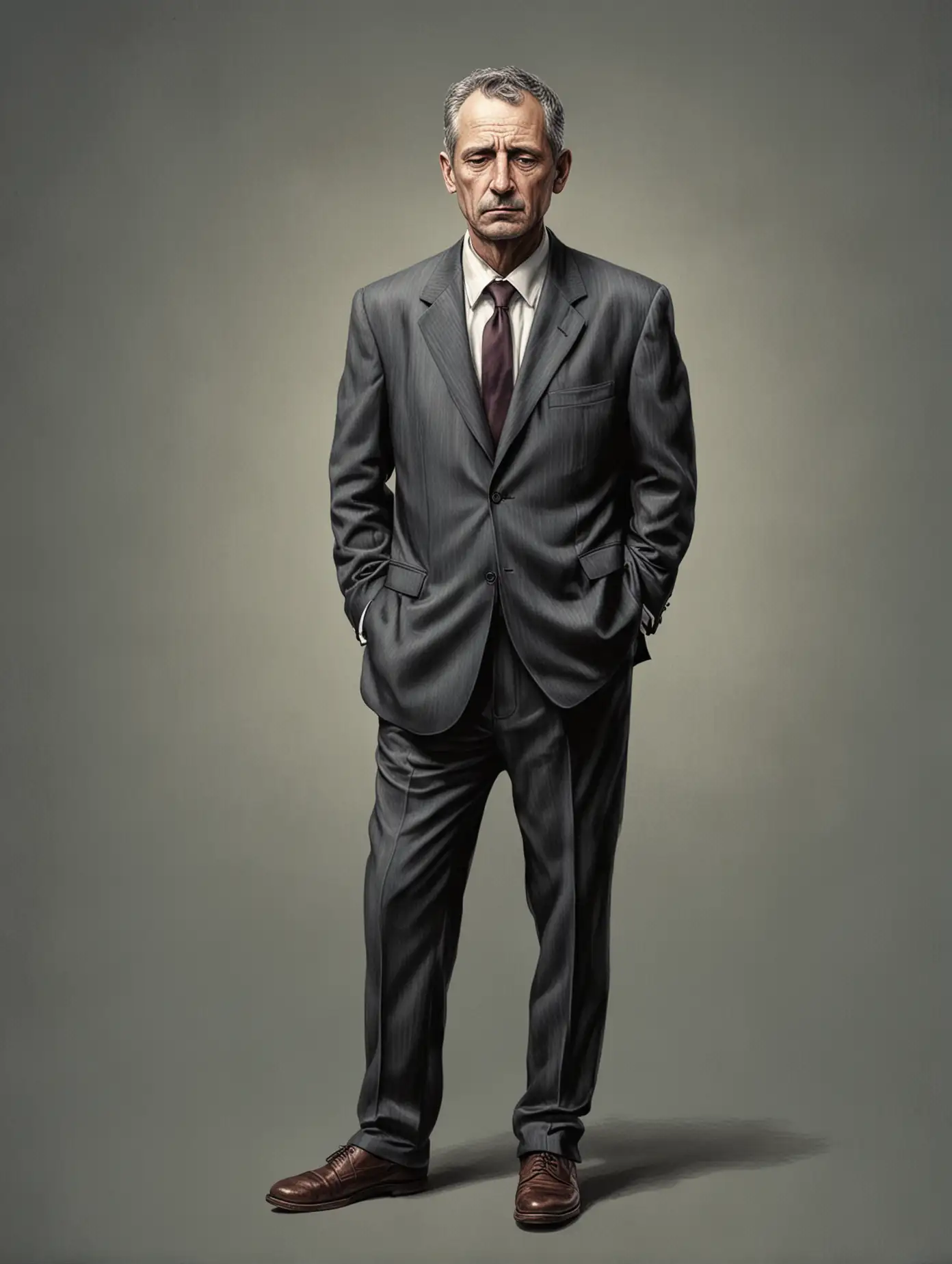 Lonely MiddleAged Man in a Suit Looking Tired