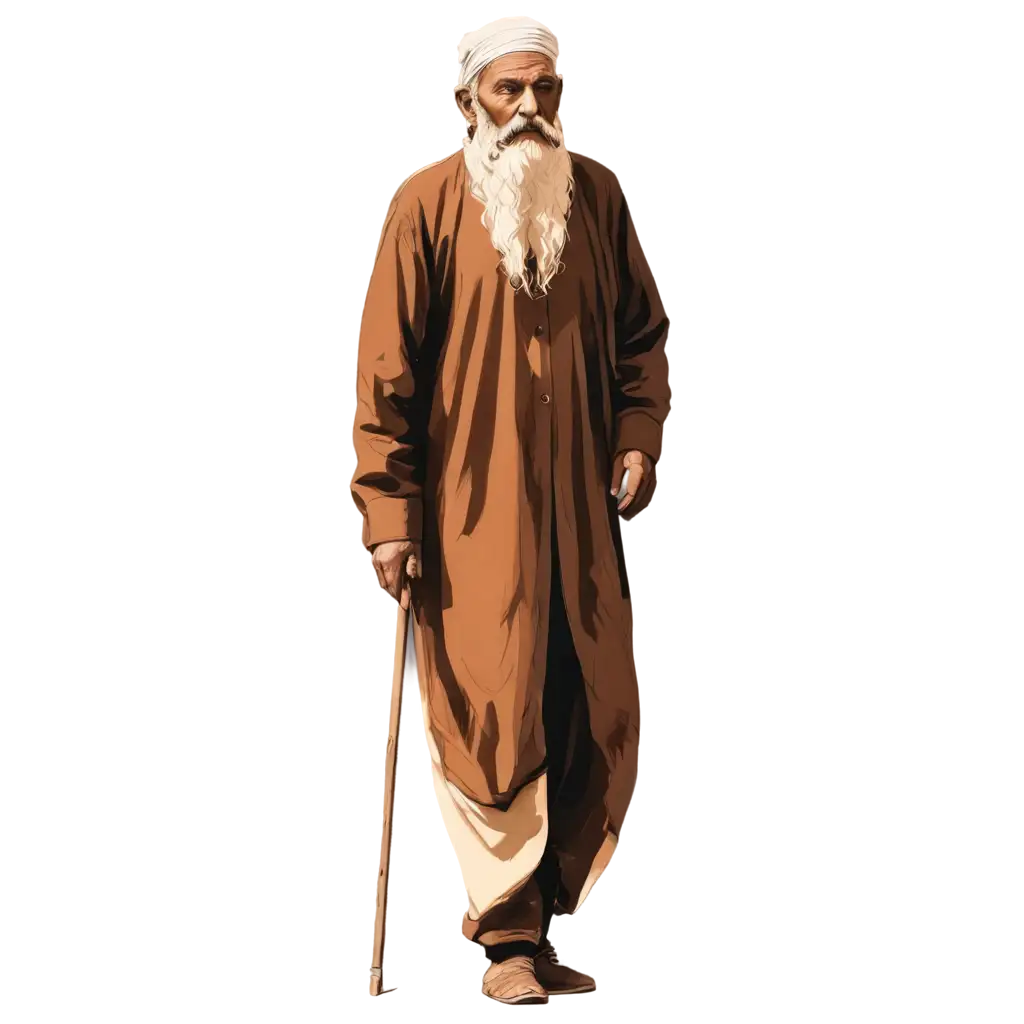 Old-Muslim-Drawing-PNG-of-an-Elderly-Man-Walking-into-the-Sunset