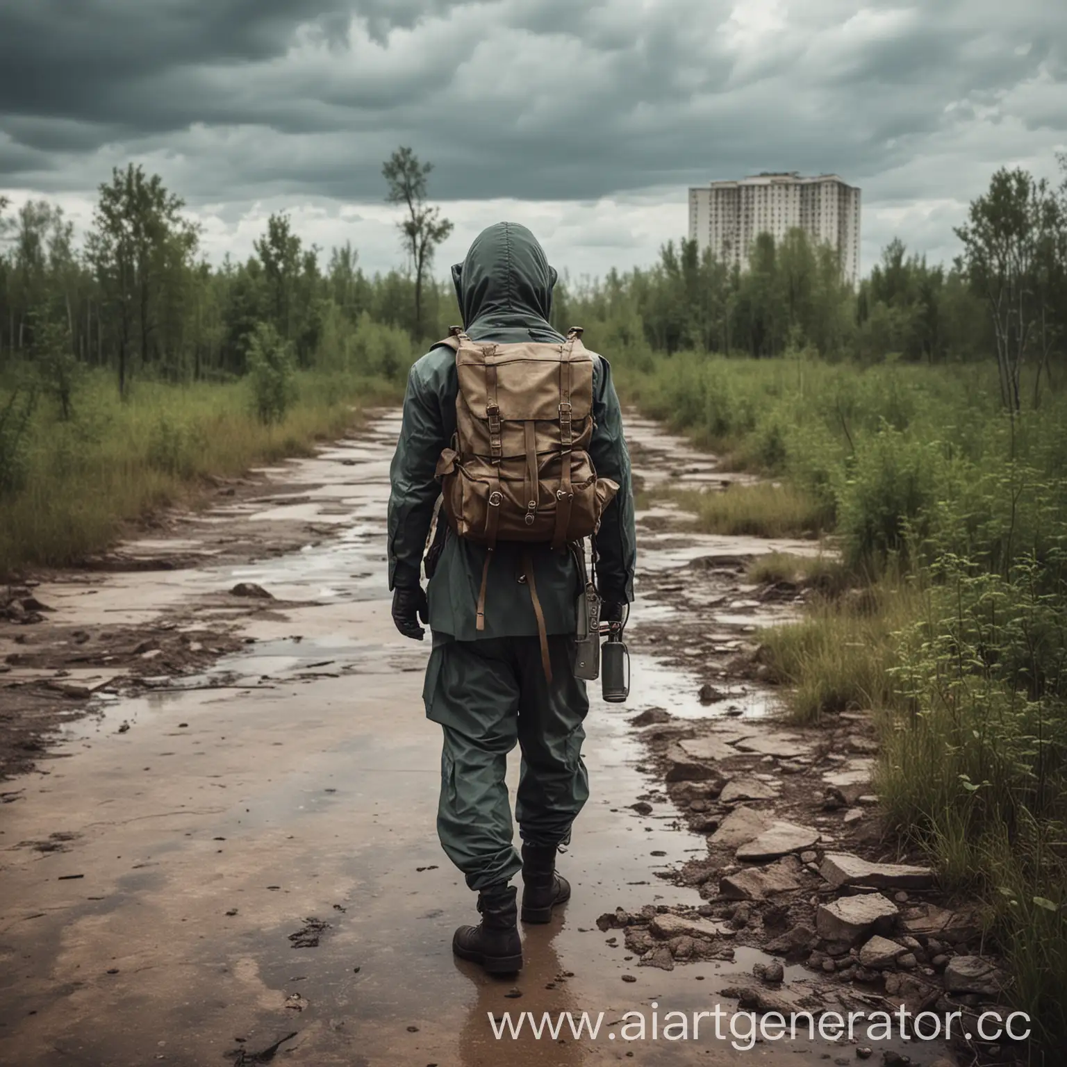 Stalker-in-Suit-Gorak1-with-Backpack-in-Pripyat-Minimalist-Style