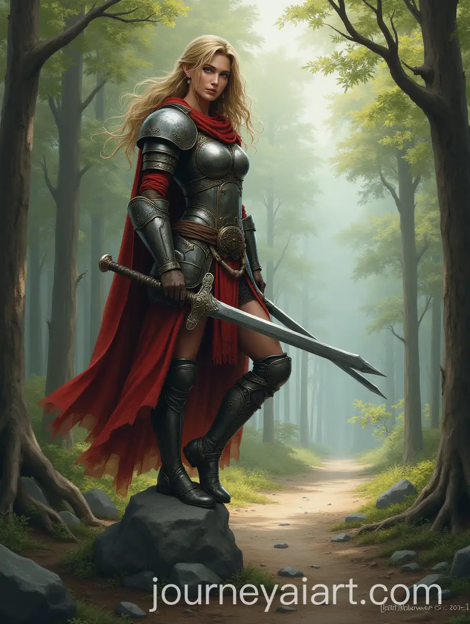 Fierce-Female-Barbarian-Warrior-Guarding-Forest-Path