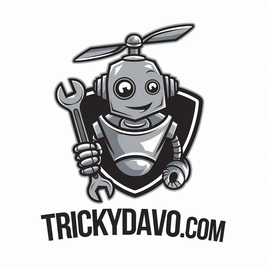 LOGO Design for TrickyDavo Humorous Intricate Tech Symbol on Clear Background