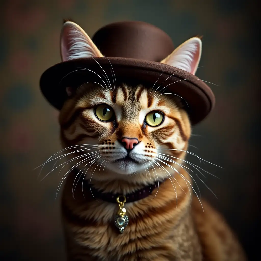 Aristocrat-Cat-Wearing-a-Hat-and-Earrings