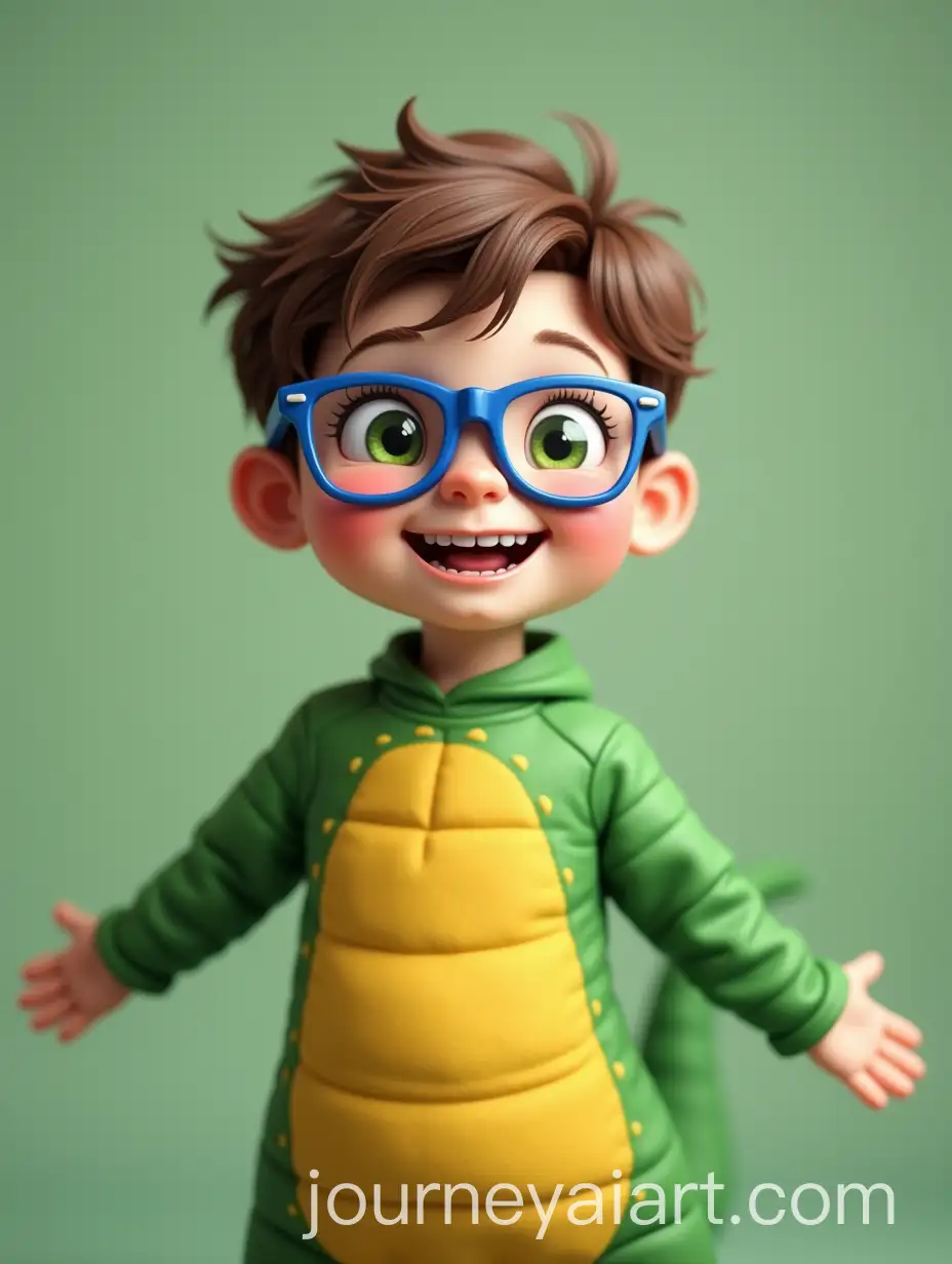 Happy-10YearOld-Boy-in-Dinosaur-Costume-with-Blue-Glasses