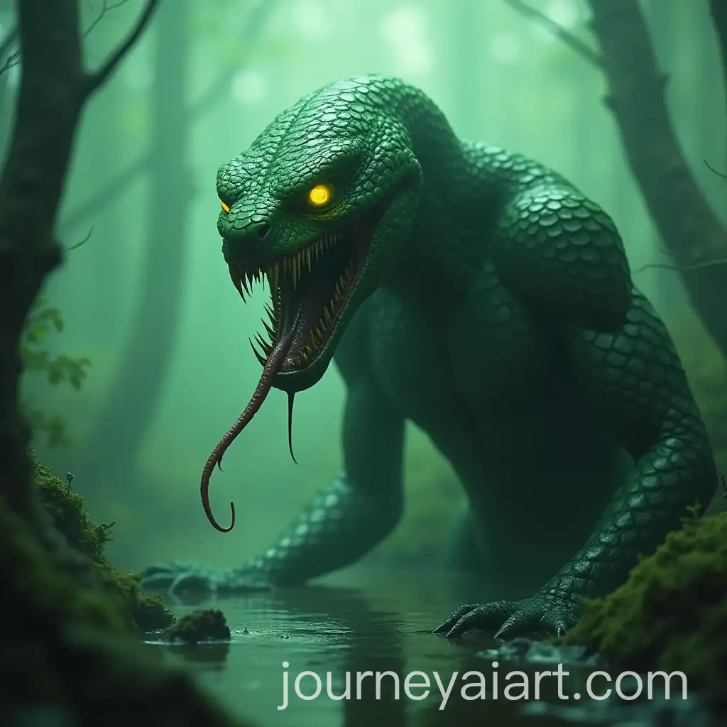 Creepy-Humanoid-Serpent-Creature-in-Misty-Swamp-with-Green-Aura