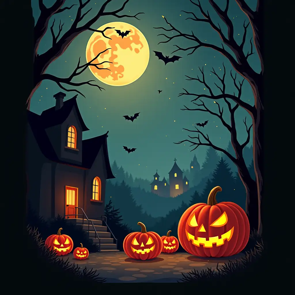 A poster showing the holiday atmosphere of Halloween.