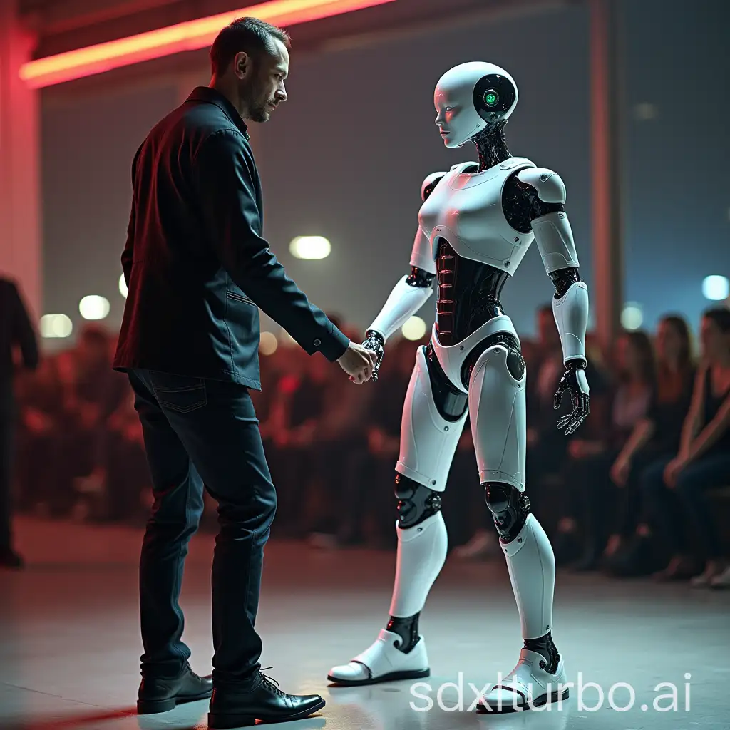 elon musk dance with a robot girl