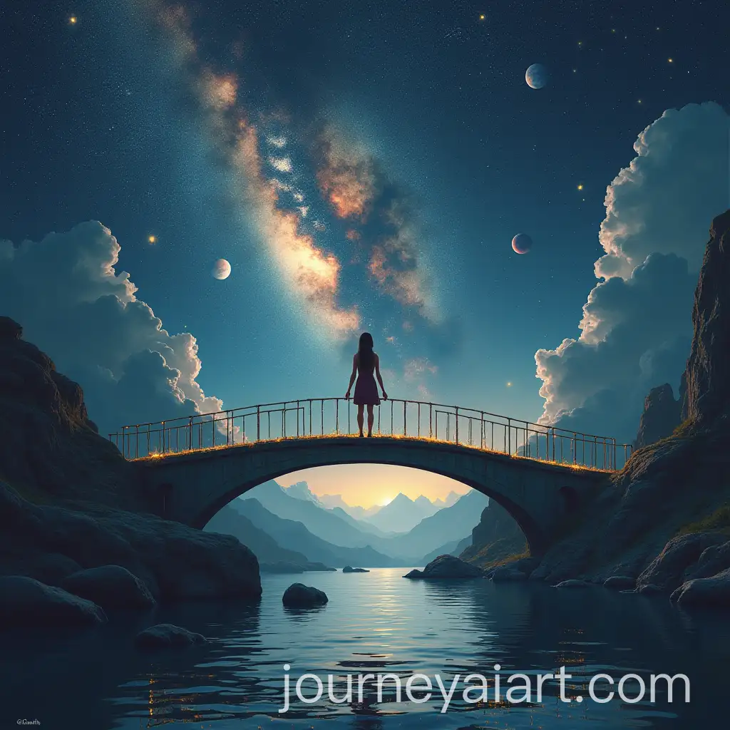 Girl-Walking-on-a-Cosmic-Bridge-Between-Planets