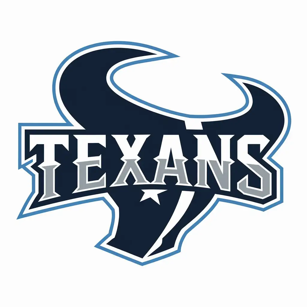 LOGO Design for Texans Carolina Blue White Bull Symbol with New Age Vibe