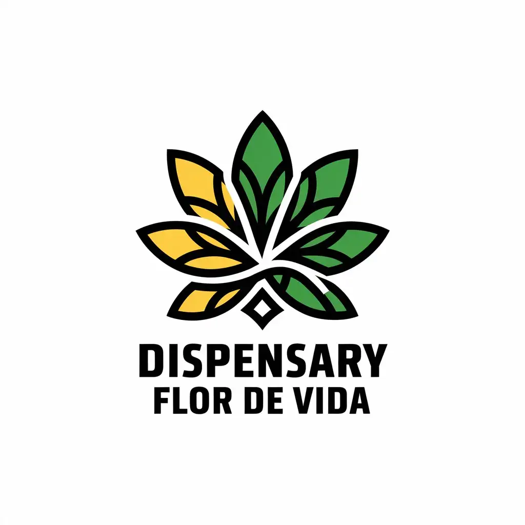 LOGO Design for Dispensary Flor de Vida Flower Symbol Blending Cannabis and Another Flower for Nonprofit Use