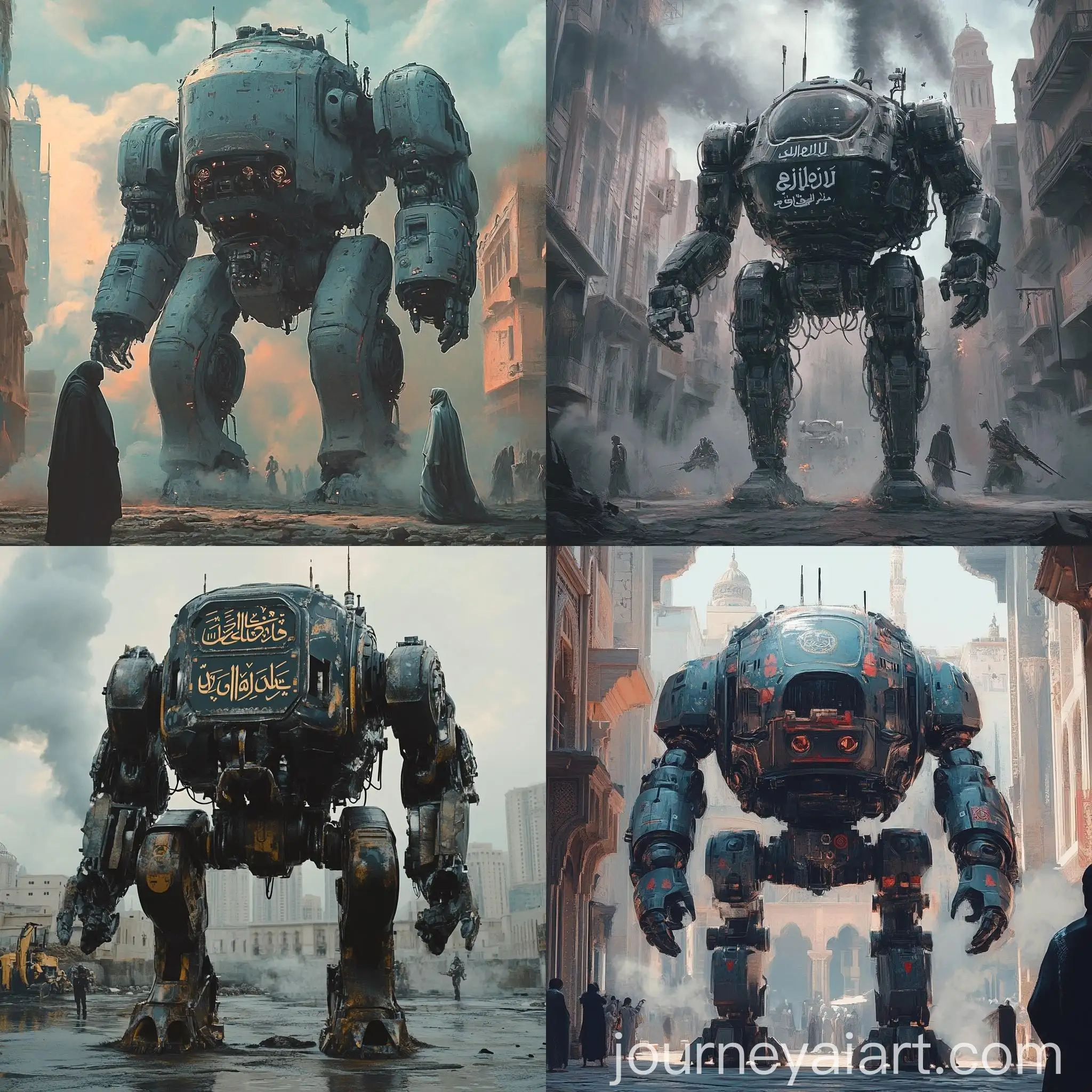 Mech-Warrior-Standing-in-Desert-Landscape