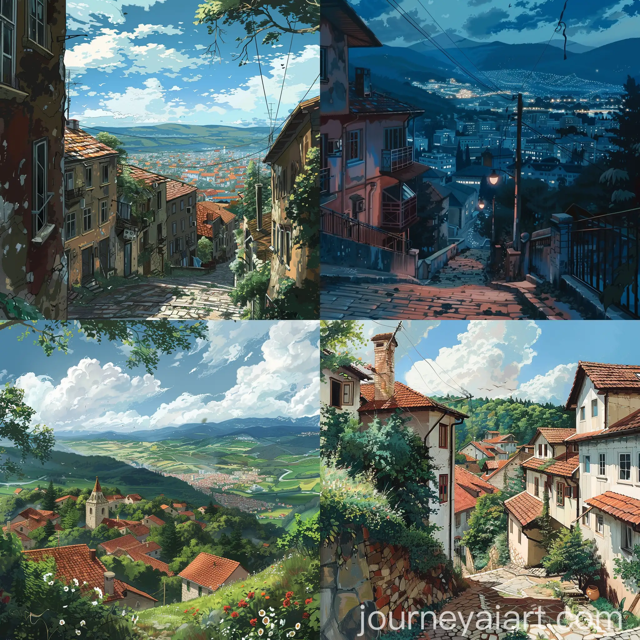 Anime-Balkan-Bosnia-Scene-with-Vibrant-Colors-and-Traditional-Clothing