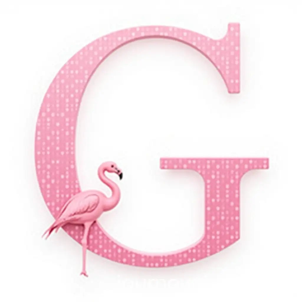Pink-Flamingo-Birds-with-Curved-G-Letter-on-White-Background