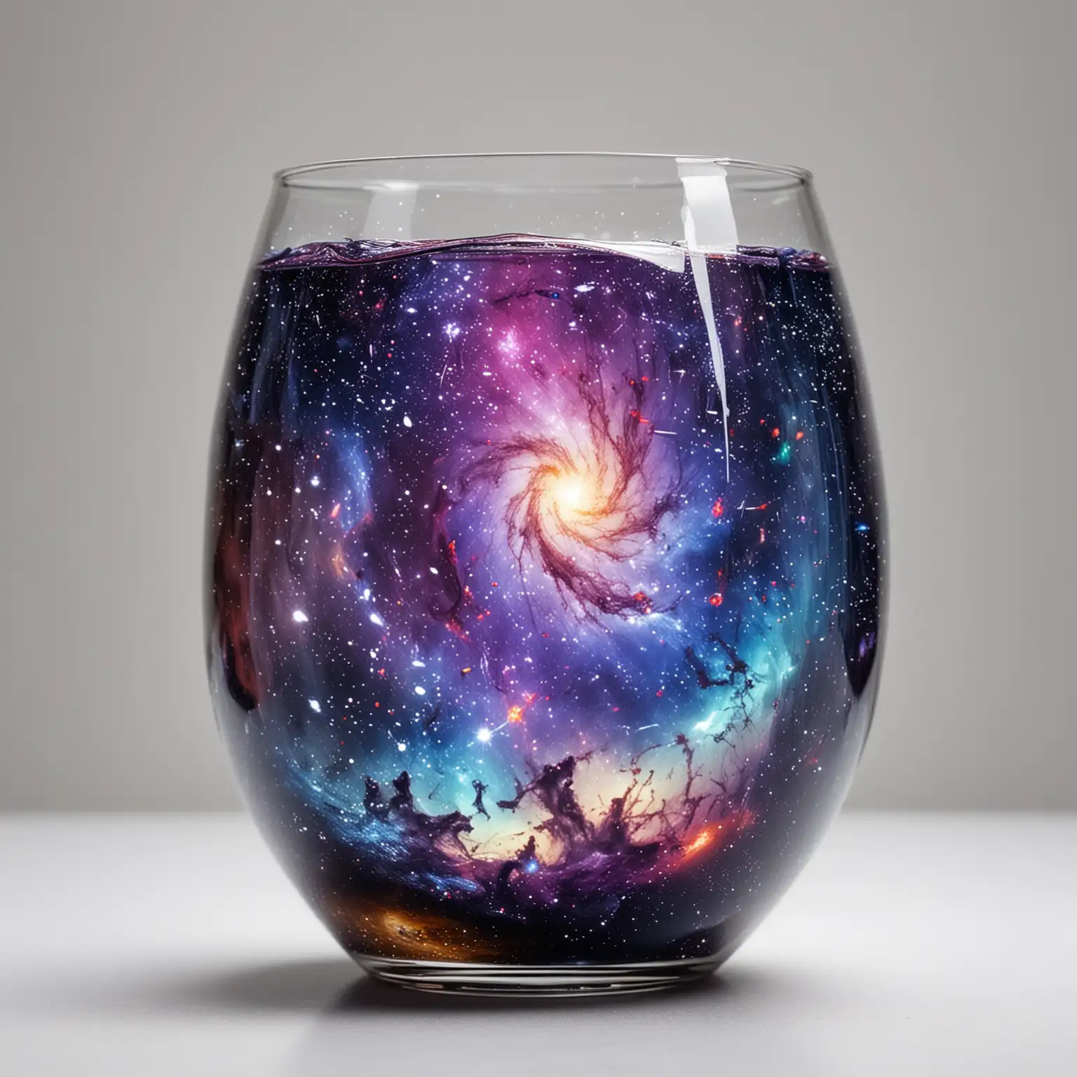 the galaxy inside a glass. background white