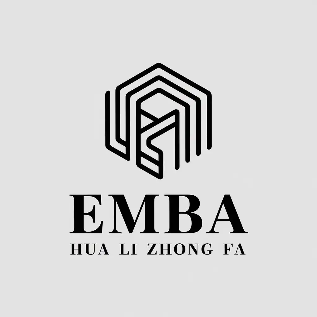 a vector logo design,with the text "EMBA", main symbol:Hua Li Zhong Fa,Moderate,be used in Finance industry,clear background