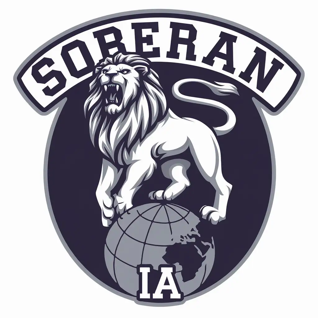 a vector logo design,with the text "Soberan IA", main symbol:Lion,Moderate,clear background